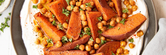 Moroccan Spiced Sweet Potatoes & Crispy Chickpeas